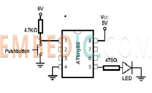 ATtiny85 Microcontroller Circuit Diagram